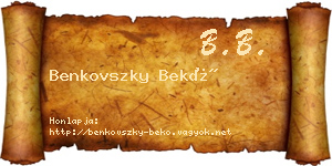 Benkovszky Bekő névjegykártya